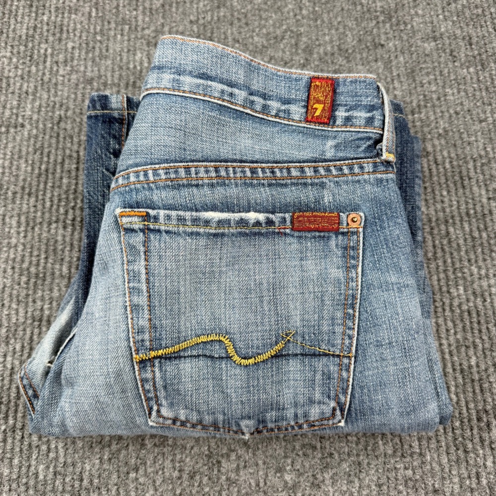 7 For All Mankind Jeans Mens 33 Blue Relaxed Fit Straight Leg Button Fly USA